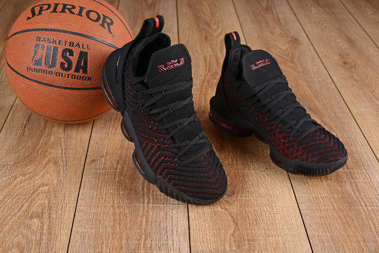 Men Nike LeBron James 16 Black Red Shoes
